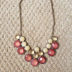 Pink crystal bib necklace